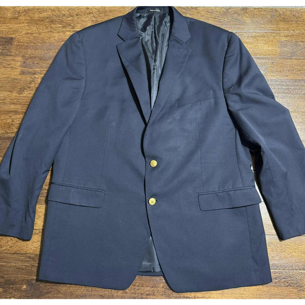 Lauren Ralph Lauren Men’s Navy Wool Sport Coat Blazer Jacket Gold Buttons 46R